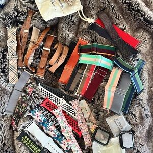 Interchangeable Nylon & Leather Watch Strap Set - Multi-Color